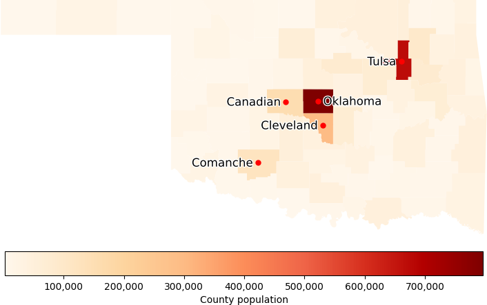 Population of each county